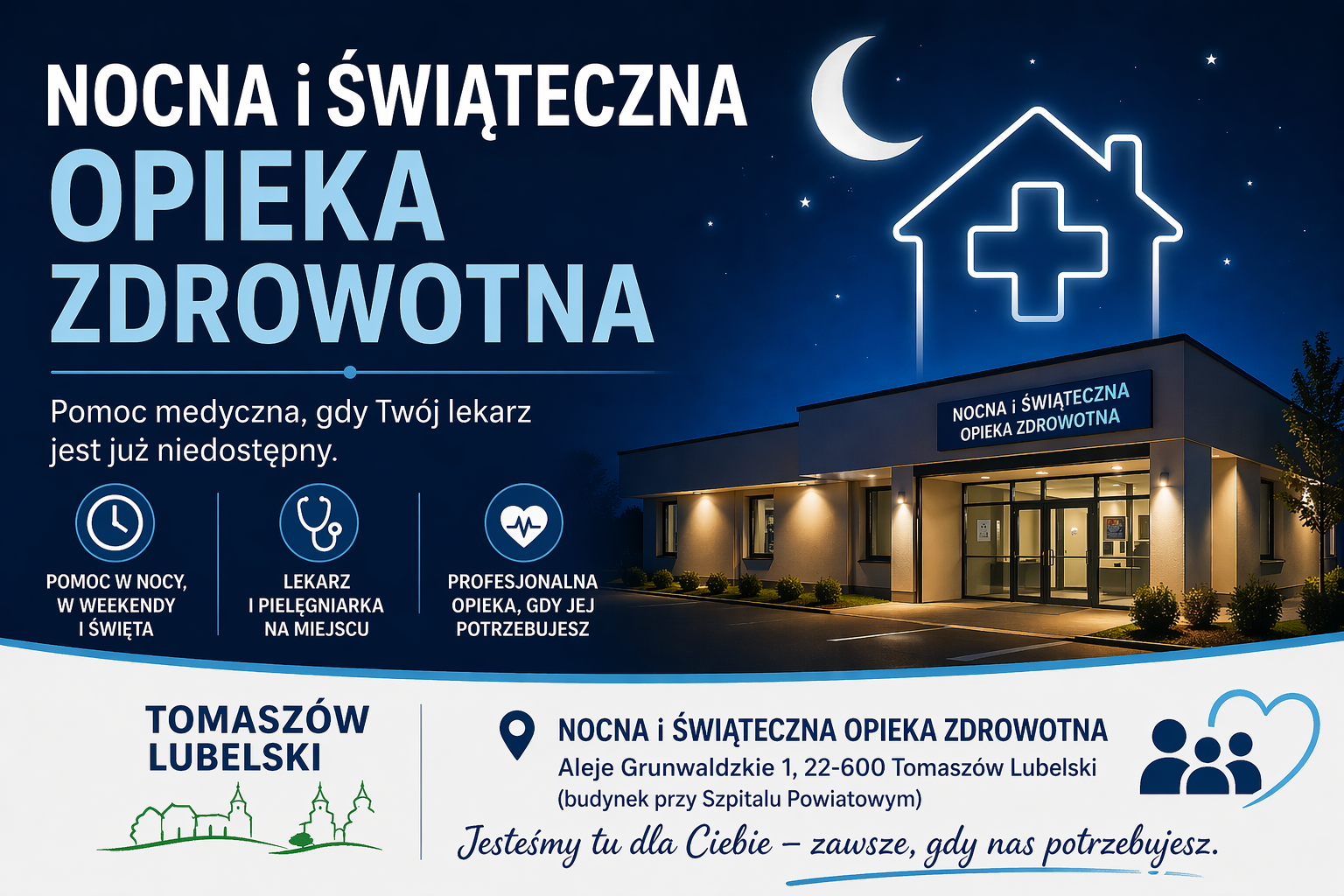 Poradnie Nocnej i Świątecznej Opieki Zdrowotnej udzielają pomocy od poniedziałku do piątku         …